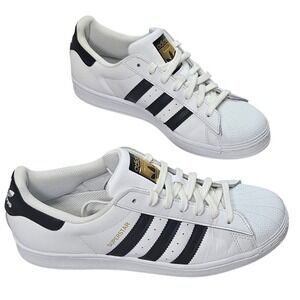 Adidas Superstar Mens Shoes White Black Gold Shell Toe Sneakers EG4958 Size 8